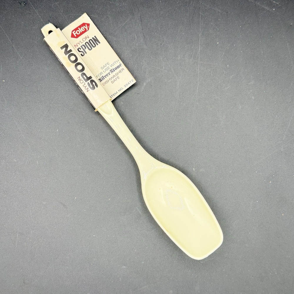Vintage Foley Nylon‎ Slotted Spoon #25472 White 2" x 11" Dishwasher Safe USA NOS